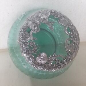 Rawcliffe Green Glass Jar Potpourri apple vine garden pewter Lid Scented VNTG